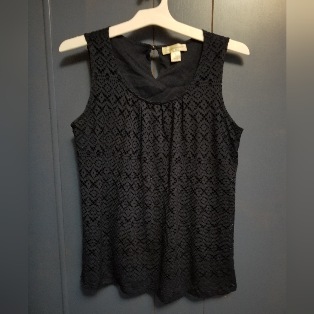 Navy Blue Patterned Tank Top